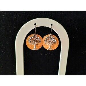 Tree Of Life With Gold Hook Dangle Earrings